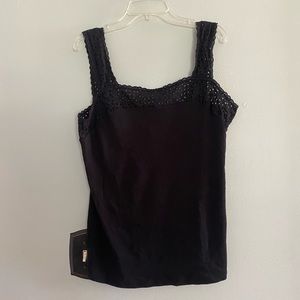 100% cotton eyelet trim tank top